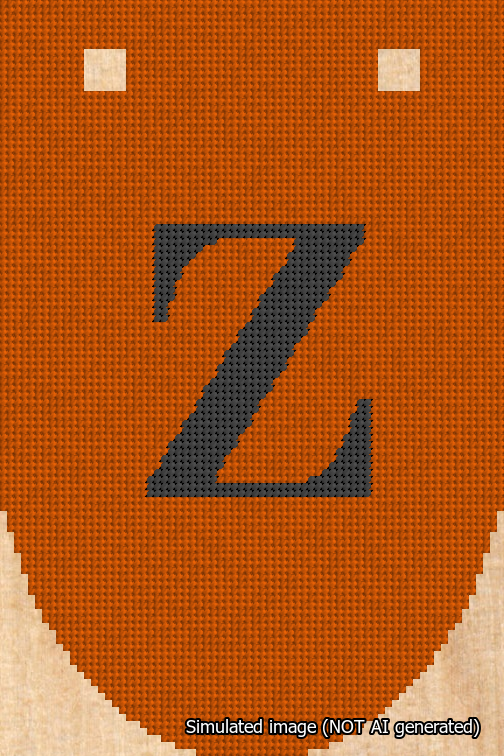 Banner 18m Rounded Z Black on Orange Needlepoint Canvas Design
