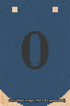 A simulated image of the stitched needlepoint design: Banner 13m Curved 0 Black on Blue. Not A.I. generated.