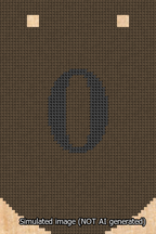 A simulated image of the stitched needlepoint design: Banner 13m Curved 0 Black on Brown. Not A.I. generated.