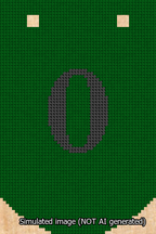 A simulated image of the stitched needlepoint design: Banner 13m Curved 0 Black on Green. Not A.I. generated.