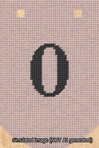 A simulated image of the stitched needlepoint design: Banner 13m Curved 0 Black on Pink. Not A.I. generated.