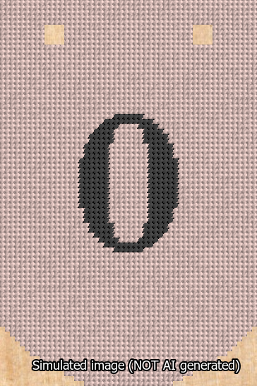 A simulated image of the stitched needlepoint design: Banner 13m Curved 0 Black on Pink. Not A.I. generated.