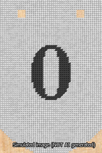 A simulated image of the stitched needlepoint design: Banner 13m Curved 0 Black on White. Not A.I. generated.