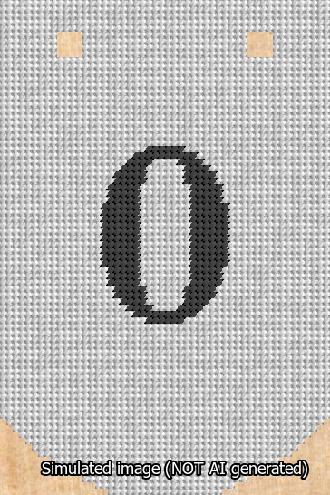 A simulated image of the stitched needlepoint design: Banner 13m Curved 0 Black on White. Not A.I. generated.
