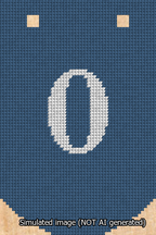 A simulated image of the stitched needlepoint design: Banner 13m Curved 0 White on Blue. Not A.I. generated.