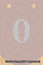A simulated image of the stitched needlepoint design: Banner 13m Curved 0 White on Pink. Not A.I. generated.