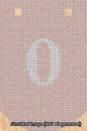 A simulated image of the stitched needlepoint design: Banner 13m Curved 0 White on Pink. Not A.I. generated.