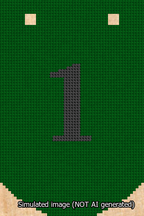 A simulated image of the stitched needlepoint design: Banner 13m Curved 1 Black on Green. Not A.I. generated.