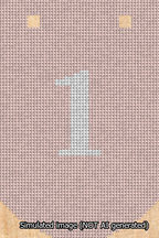 A simulated image of the stitched needlepoint design: Banner 13m Curved 1 White on Pink. Not A.I. generated.