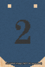 A simulated image of the stitched needlepoint design: Banner 13m Curved 2 Black on Blue. Not A.I. generated.
