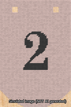 A simulated image of the stitched needlepoint design: Banner 13m Curved 2 Black on Pink. Not A.I. generated.