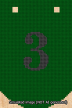 A simulated image of the stitched needlepoint design: Banner 13m Curved 3 Black on Green. Not A.I. generated.