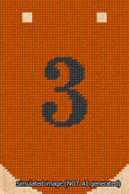 A simulated image of the stitched needlepoint design: Banner 13m Curved 3 Black on Orange. Not A.I. generated.