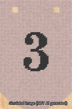 A simulated image of the stitched needlepoint design: Banner 13m Curved 3 Black on Pink. Not A.I. generated.