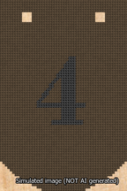 A simulated image of the stitched needlepoint design: Banner 13m Curved 4 Black on Brown. Not A.I. generated.