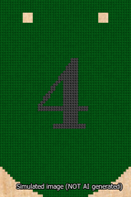 A simulated image of the stitched needlepoint design: Banner 13m Curved 4 Black on Green. Not A.I. generated.