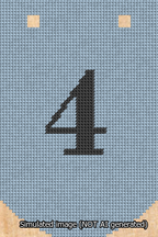 A simulated image of the stitched needlepoint design: Banner 13m Curved 4 Black on Light Blue. Not A.I. generated.
