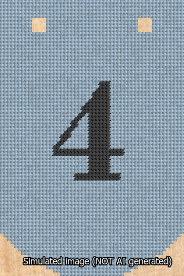 A simulated image of the stitched needlepoint design: Banner 13m Curved 4 Black on Light Blue. Not A.I. generated.