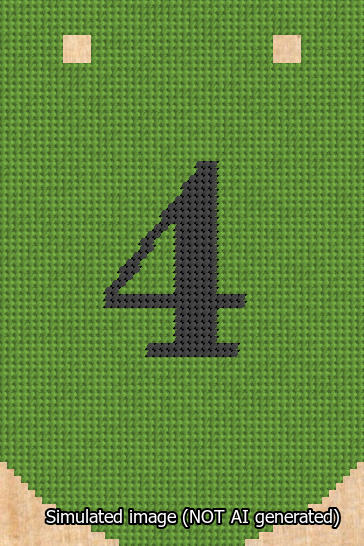 A simulated image of the stitched needlepoint design: Banner 13m Curved 4 Black on Light Green. Not A.I. generated.