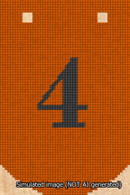 A simulated image of the stitched needlepoint design: Banner 13m Curved 4 Black on Orange. Not A.I. generated.