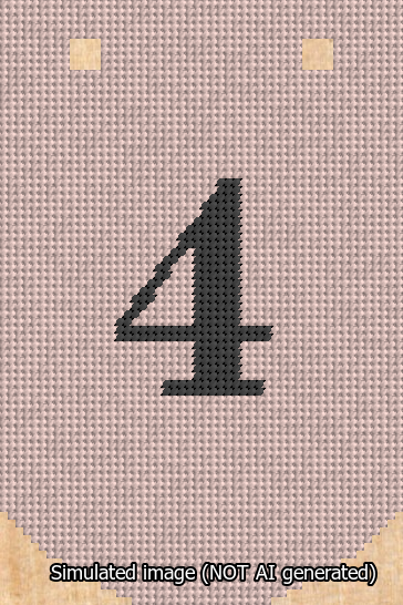 A simulated image of the stitched needlepoint design: Banner 13m Curved 4 Black on Pink. Not A.I. generated.