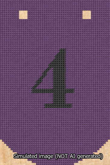 A simulated image of the stitched needlepoint design: Banner 13m Curved 4 Black on Purple. Not A.I. generated.