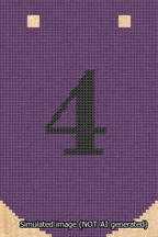 A simulated image of the stitched needlepoint design: Banner 13m Curved 4 Black on Purple. Not A.I. generated.