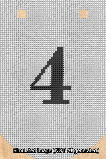 A simulated image of the stitched needlepoint design: Banner 13m Curved 4 Black on White. Not A.I. generated.