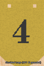 A simulated image of the stitched needlepoint design: Banner 13m Curved 4 Black on Yellow. Not A.I. generated.