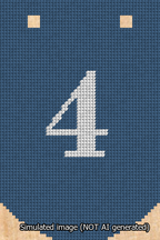 A simulated image of the stitched needlepoint design: Banner 13m Curved 4 White on Blue. Not A.I. generated.