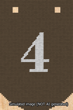 A simulated image of the stitched needlepoint design: Banner 13m Curved 4 White on Brown. Not A.I. generated.