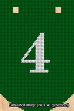 A simulated image of the stitched needlepoint design: Banner 13m Curved 4 White on Green. Not A.I. generated.