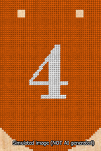 A simulated image of the stitched needlepoint design: Banner 13m Curved 4 White on Orange. Not A.I. generated.