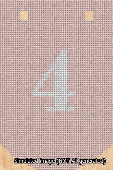 A simulated image of the stitched needlepoint design: Banner 13m Curved 4 White on Pink. Not A.I. generated.