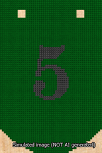 A simulated image of the stitched needlepoint design: Banner 13m Curved 5 Black on Green. Not A.I. generated.