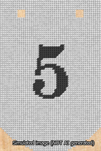 A simulated image of the stitched needlepoint design: Banner 13m Curved 5 Black on White. Not A.I. generated.