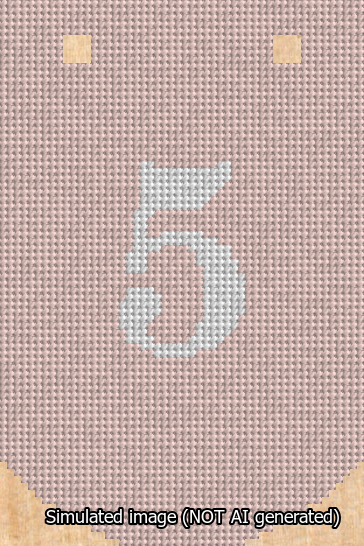 A simulated image of the stitched needlepoint design: Banner 13m Curved 5 White on Pink. Not A.I. generated.