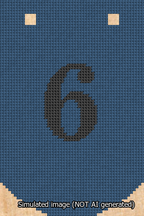 A simulated image of the stitched needlepoint design: Banner 13m Curved 6 Black on Blue. Not A.I. generated.