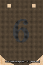 A simulated image of the stitched needlepoint design: Banner 13m Curved 6 Black on Brown. Not A.I. generated.