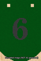 A simulated image of the stitched needlepoint design: Banner 13m Curved 6 Black on Green. Not A.I. generated.