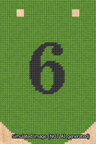 A simulated image of the stitched needlepoint design: Banner 13m Curved 6 Black on Light Green. Not A.I. generated.