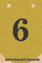 A simulated image of the stitched needlepoint design: Banner 13m Curved 6 Black on Yellow. Not A.I. generated.