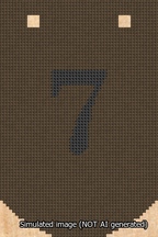 A simulated image of the stitched needlepoint design: Banner 13m Curved 7 Black on Brown. Not A.I. generated.