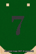 A simulated image of the stitched needlepoint design: Banner 13m Curved 7 Black on Green. Not A.I. generated.
