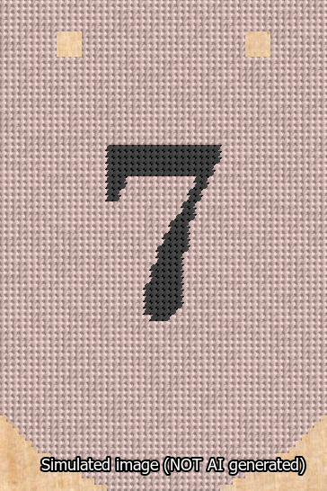 A simulated image of the stitched needlepoint design: Banner 13m Curved 7 Black on Pink. Not A.I. generated.