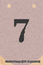 A simulated image of the stitched needlepoint design: Banner 13m Curved 7 Black on Pink. Not A.I. generated.