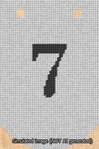 A simulated image of the stitched needlepoint design: Banner 13m Curved 7 Black on White. Not A.I. generated.