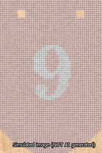 A simulated image of the stitched needlepoint design: Banner 13m Curved 9 White on Pink. Not A.I. generated.