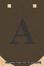 A simulated image of the stitched needlepoint design: Banner 13m Curved A Black on Brown. Not A.I. generated.