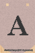 A simulated image of the stitched needlepoint design: Banner 13m Curved A Black on Pink. Not A.I. generated.